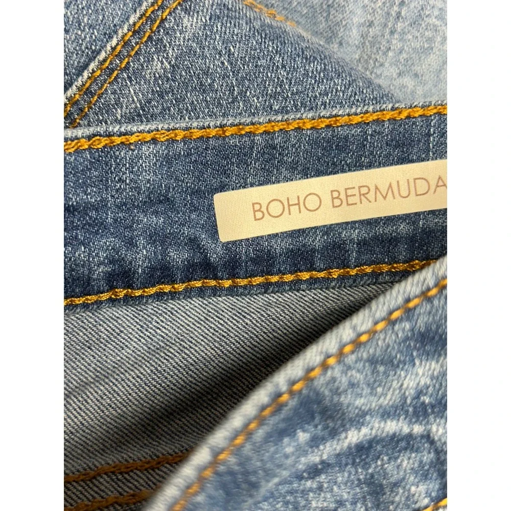 Vintage America Boho Bermuda Denim Shorts Blue Women Size 12